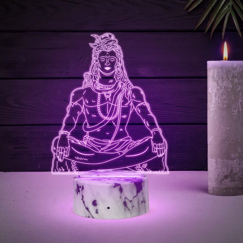 Lord Shiva Acrylic Night lamp with multicolored Light  Festival Gifts Meditation Lamp for Temple Room
